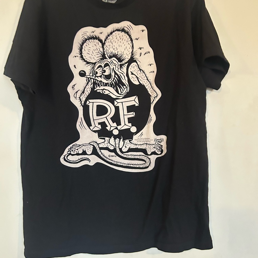 House Medium Rat Fink Black Graphic T-Shirt with RF Design